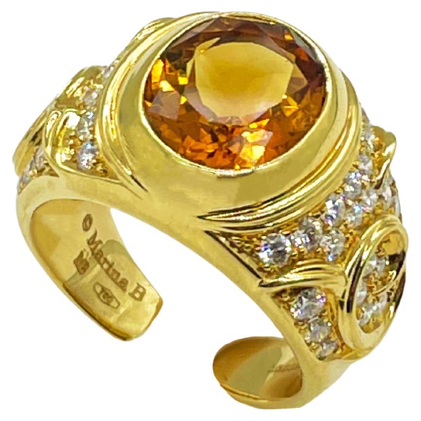 Marina B Citrine and Diamond Ring For Sale