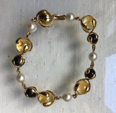Marina B Citrine, Black Jade and Pearl Cardan Bracelet