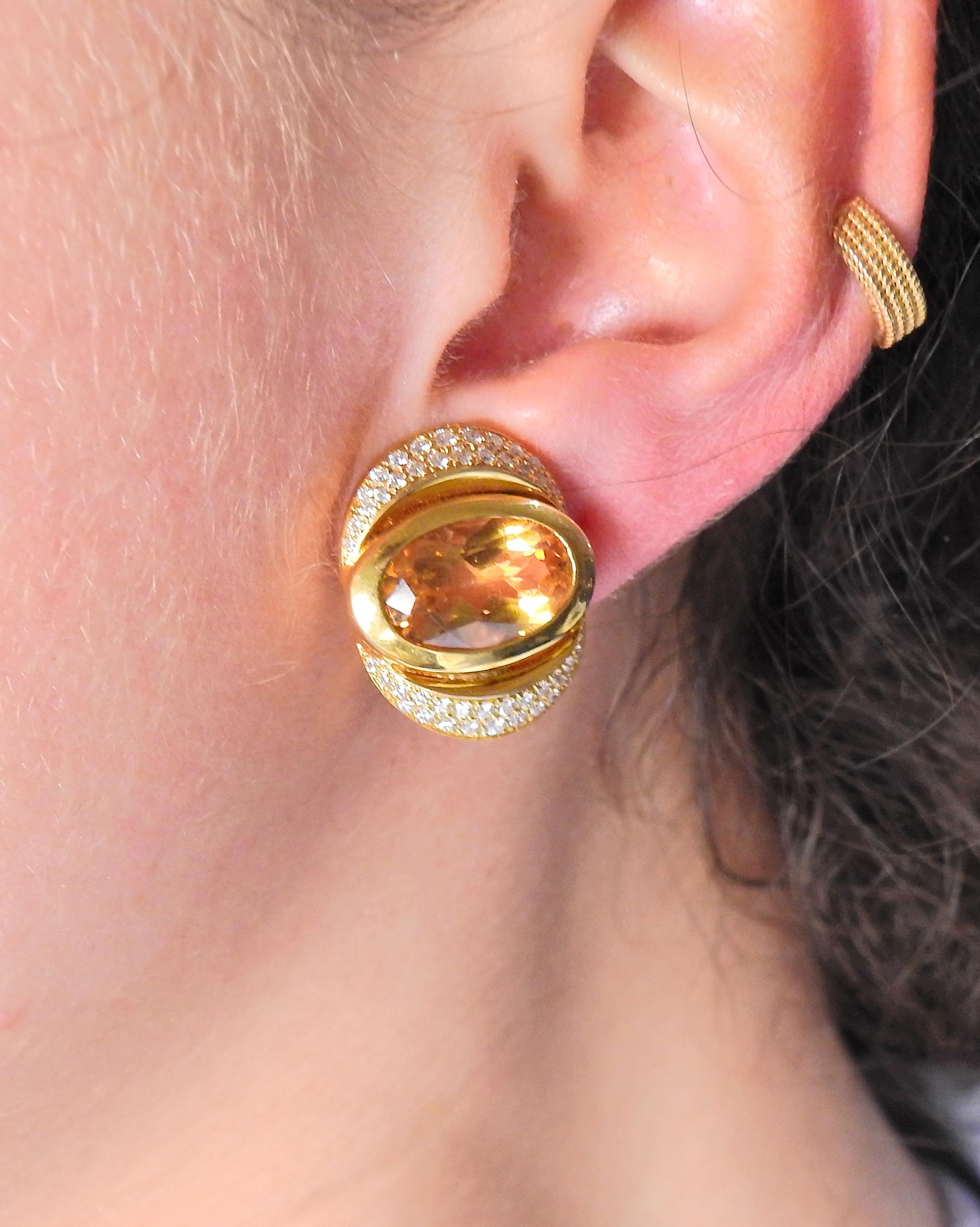 Women's Marina B Citrine Diamond Gold Earrings For Sale