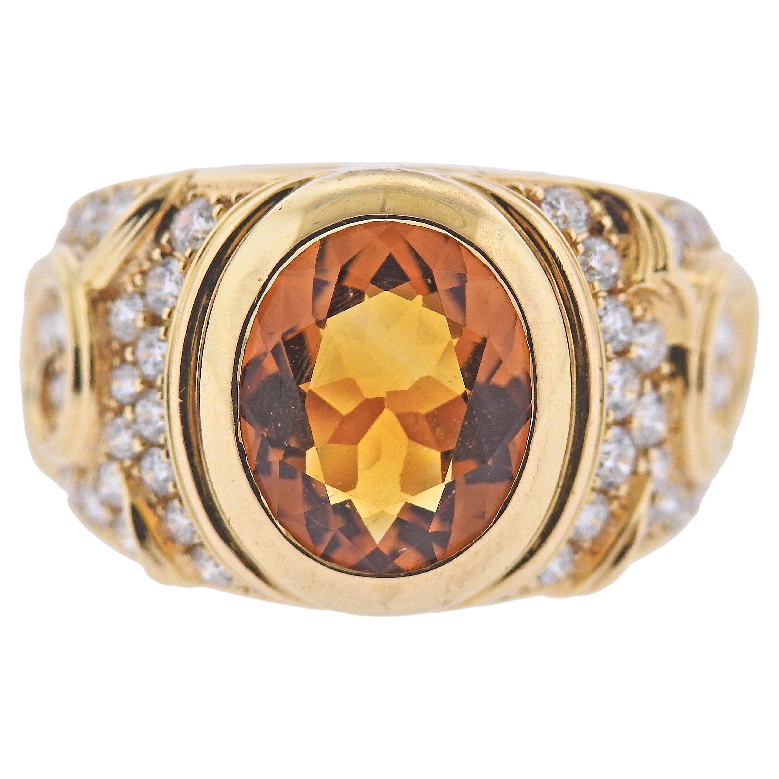 Marina B Citrine Diamond Gold Ring For Sale