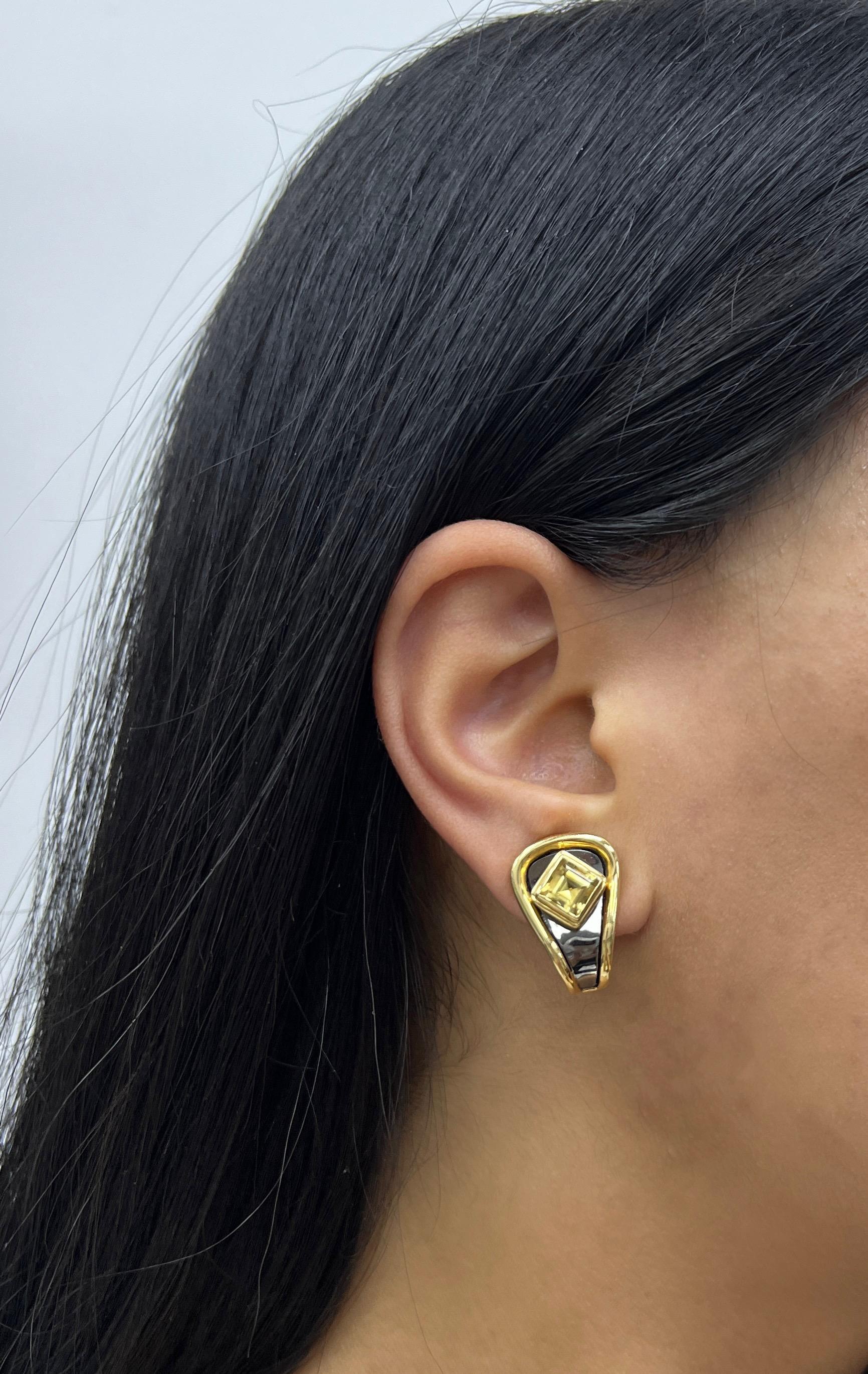 Marina B Citrine Gold Ear Clips For Sale 2
