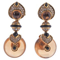 Marina B Citrine Onyx Diamond Gold Earrings