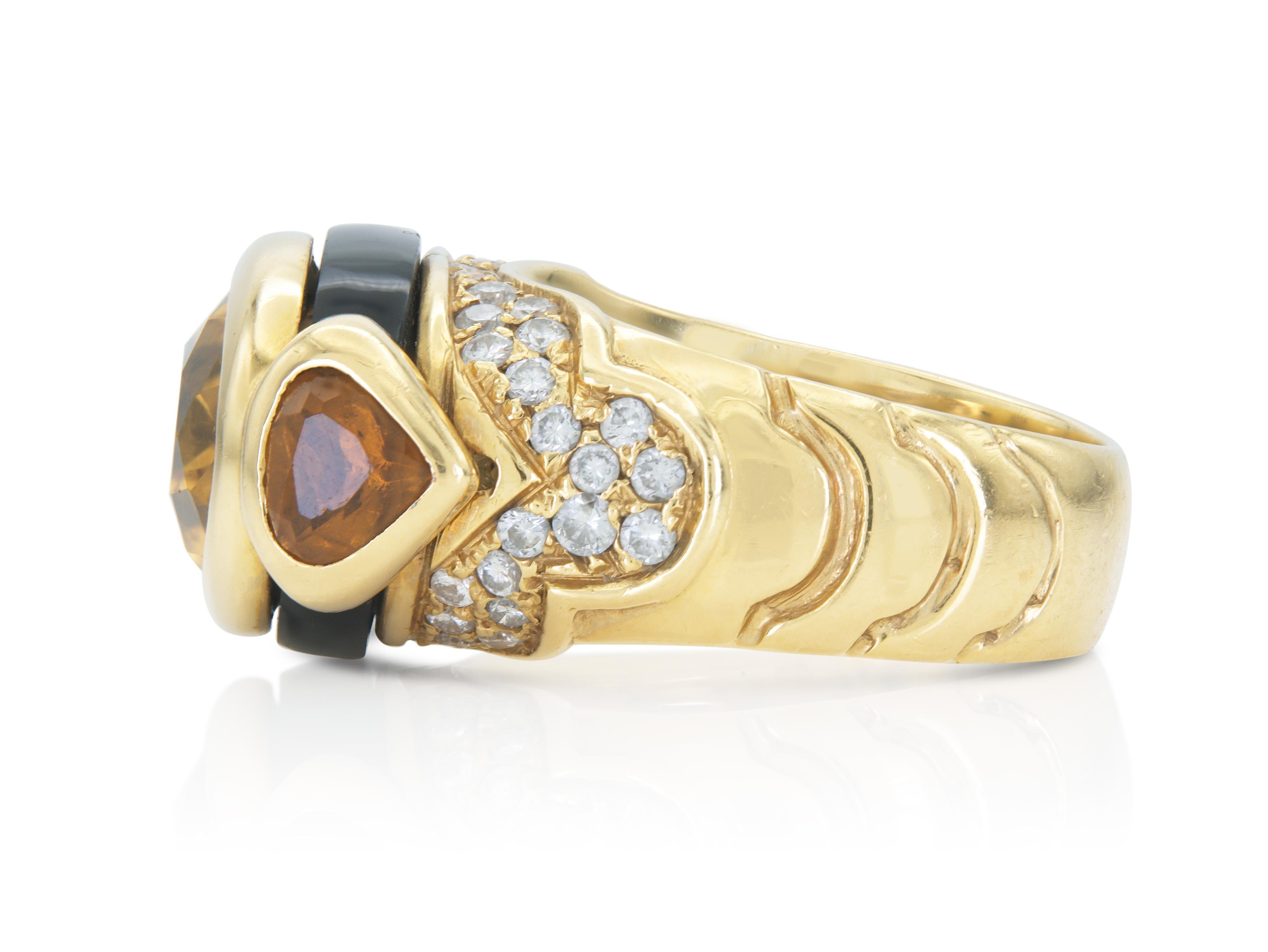 Taille ovale Marina B Bague en citrine, onyx et diamant en vente