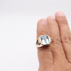 MARINA B. Cocktail Ring In 18Kt Gold With Aquamarine & Shield-Cut Amethysts