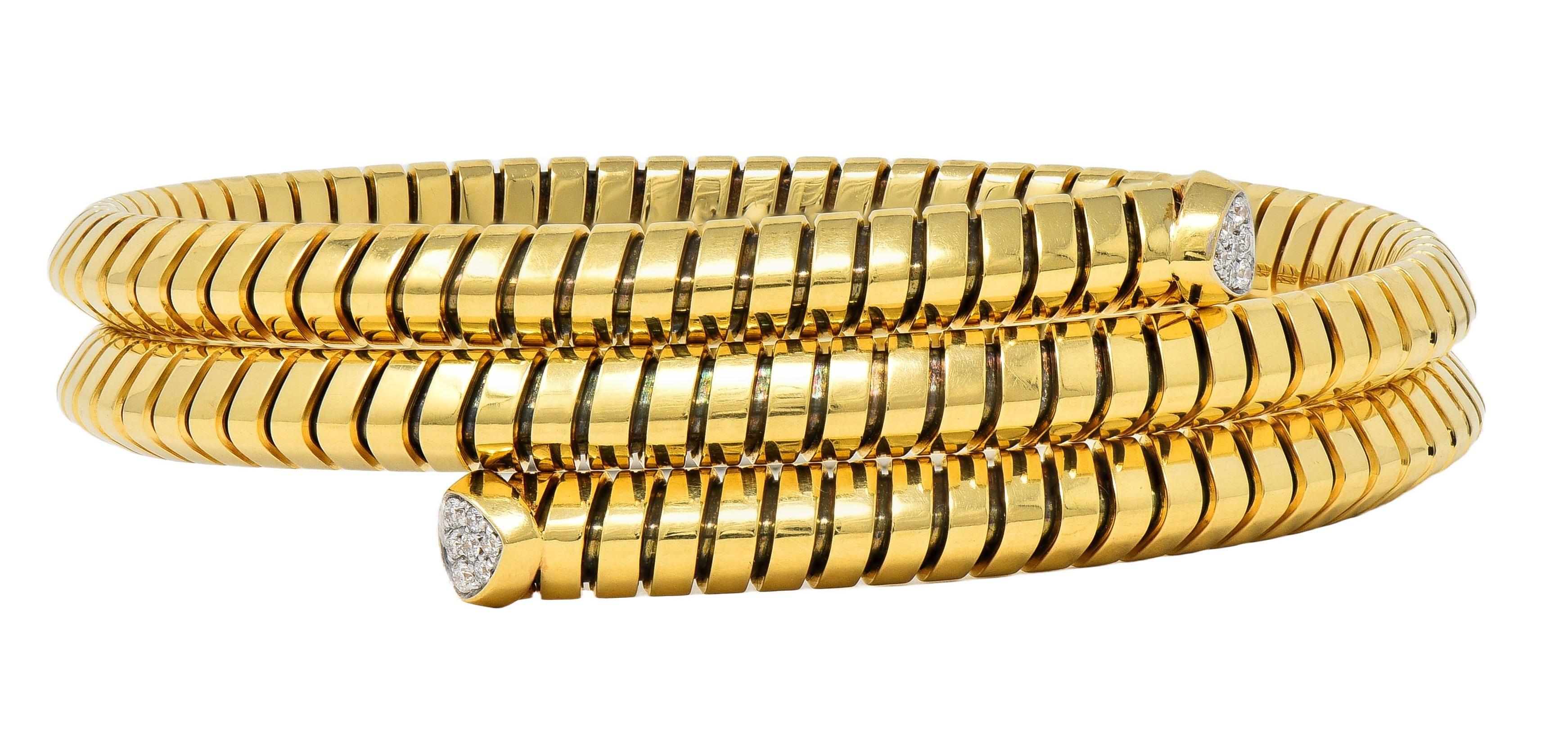 Marina B Contemporary Diamond 18K Gold Trisolina Triple Tubogas Wickelarmband (Brillantschliff)