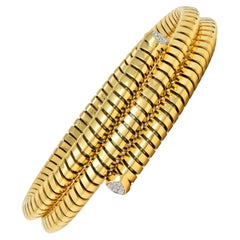 Marina B Contemporary Diamond 18K Gold Trisolina Triple Tubogas Wickelarmband