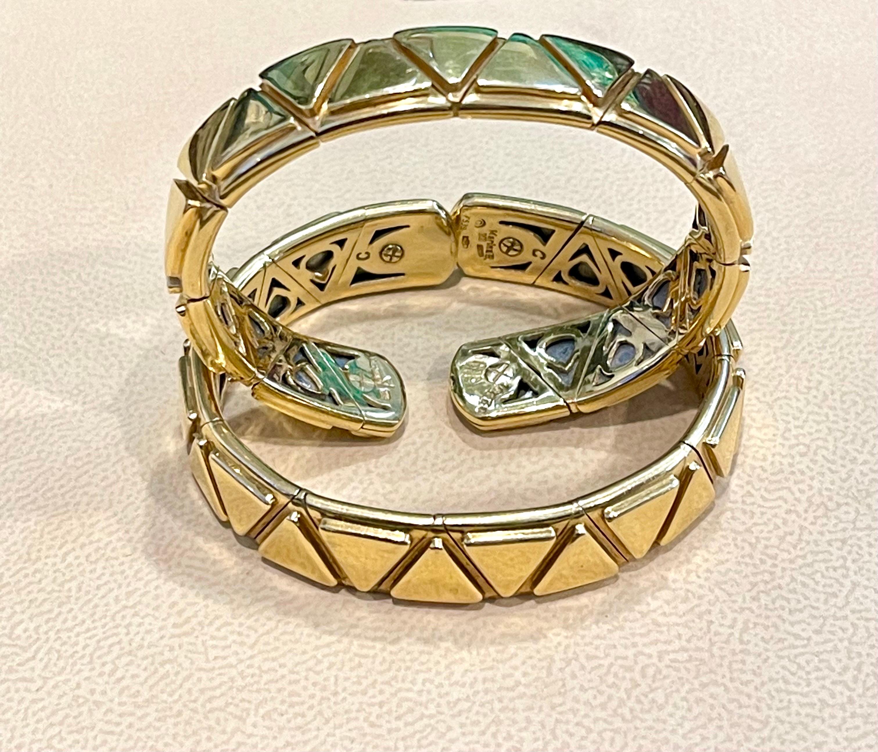 Marina B Cuff Pair in 18 Karat Yellow Gold 90 Gm Triangoli Collection 5