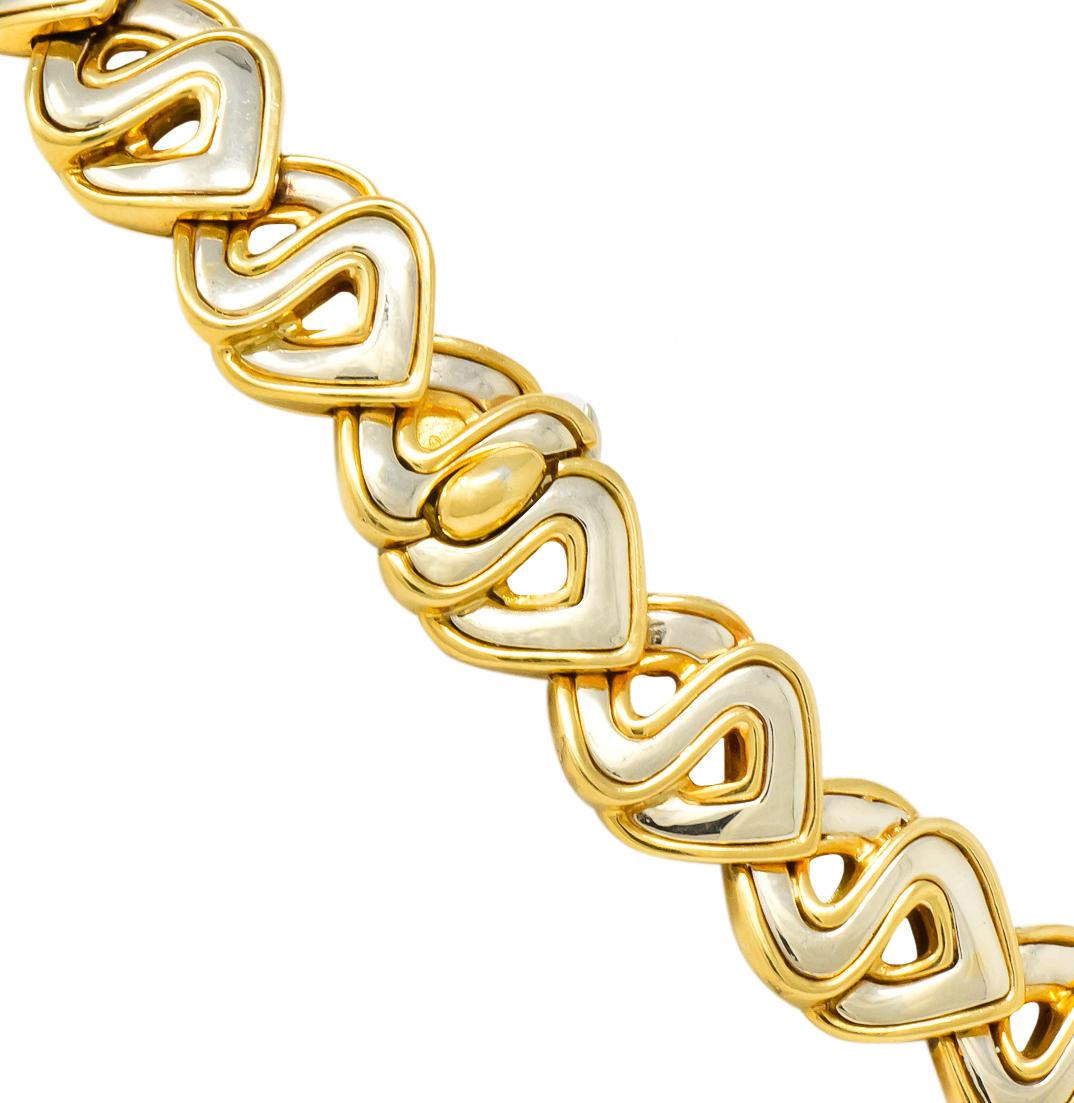 Women's or Men's Marina B. Diamond 18 Karat Two-Tone Gold Italian Soroya Link Necklace