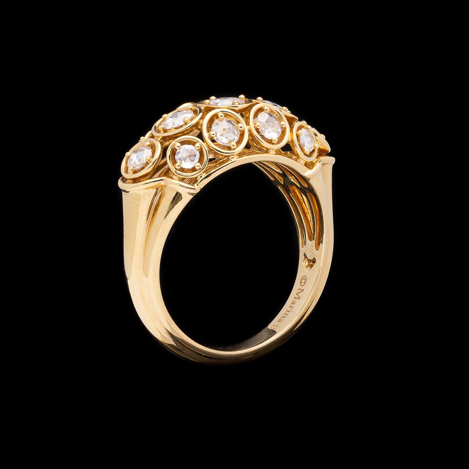 Marina B. Kuppelring aus 18 Karat Gold mit Diamanten (Rosenschliff) im Angebot