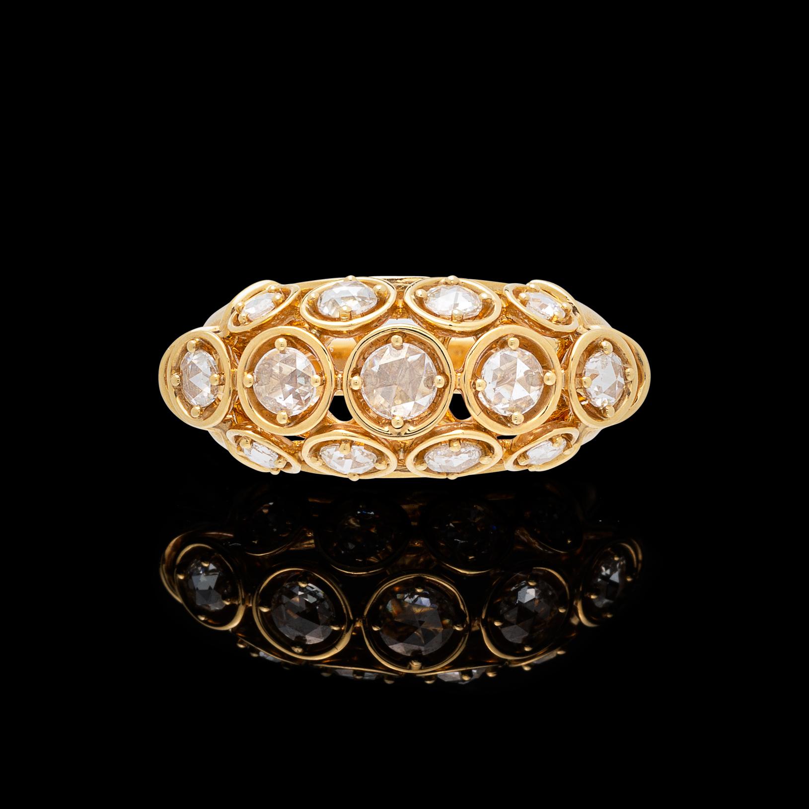Marina B. Diamond and 18 Karat Gold Dome Ring For Sale 1