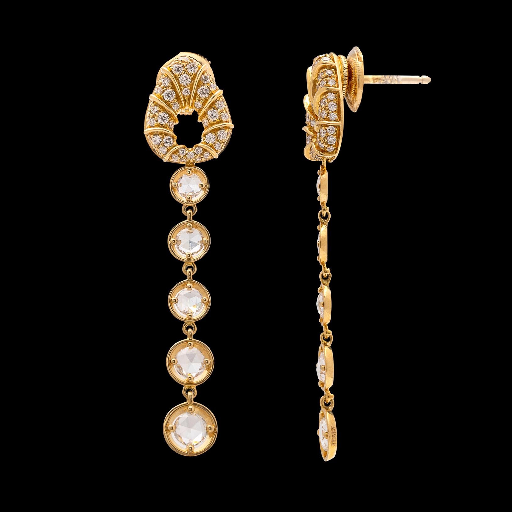 Marina B. Diamond and 18 Karat Gold Drop Earrings In New Condition In San Francisco, CA