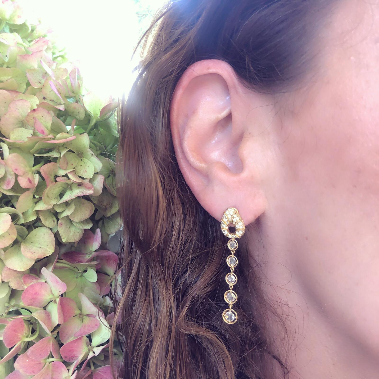 Women's Marina B. Diamond and 18 Karat Gold Drop Earrings