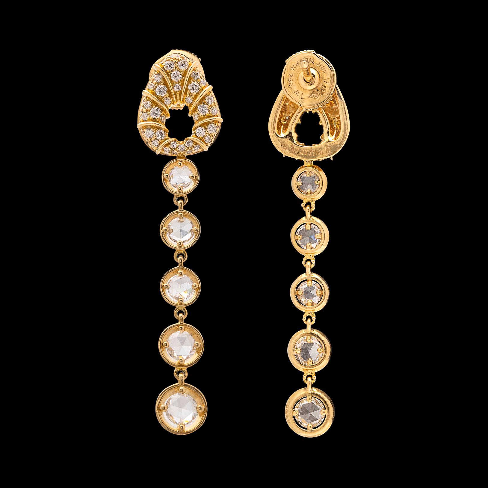 Marina B. Diamond and 18 Karat Gold Drop Earrings 1