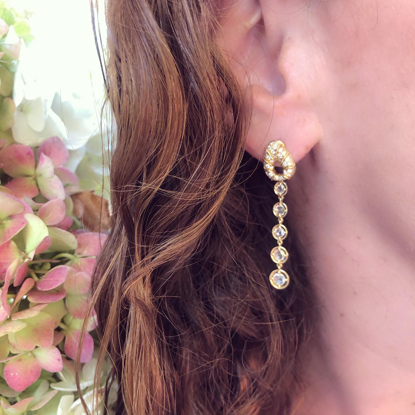 Marina B. Diamond and 18 Karat Gold Drop Earrings 2
