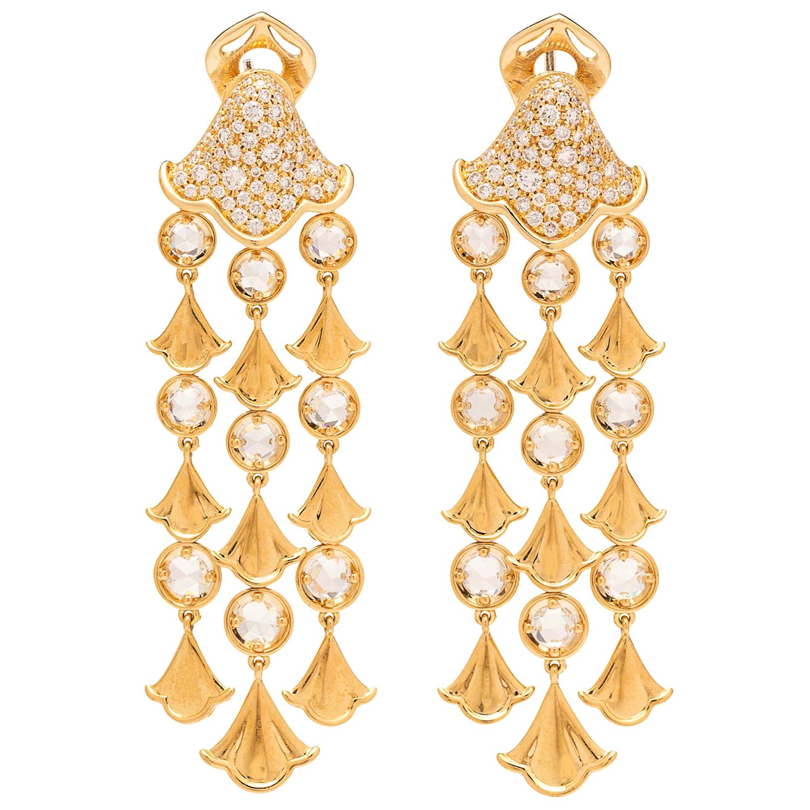 Marina B. Diamond and 18 Karat Gold Chandelier Earrings For Sale