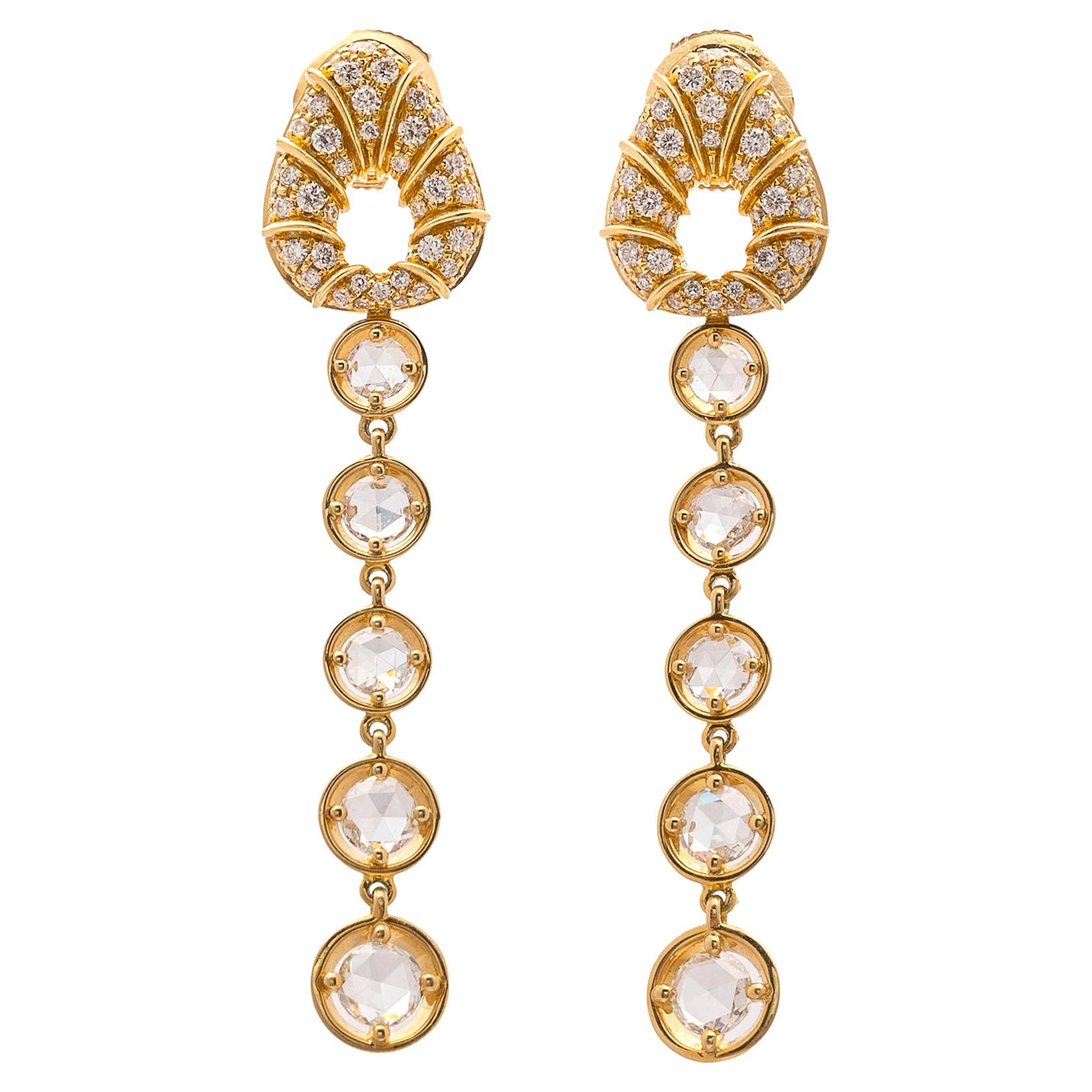 Marina B. Diamond and 18 Karat Gold Drop Earrings