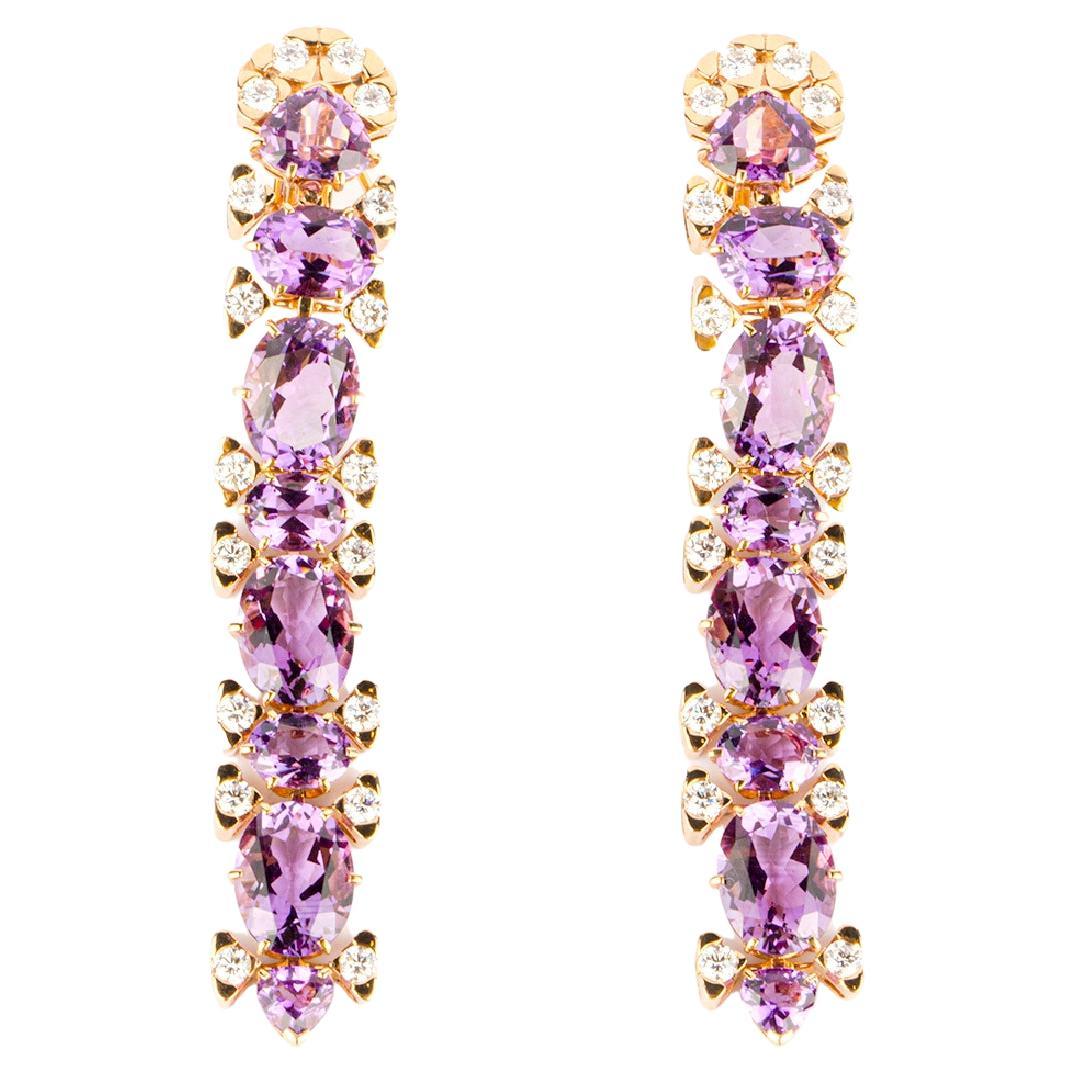 Marina B Diamond and Amethyst Floral Earrings For Sale