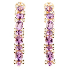 Vintage Marina B Diamond and Amethyst Floral Earrings