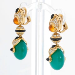 Marina B Diamond, Chrysoprase, Citrine, Black Onyx, Gold Earrings