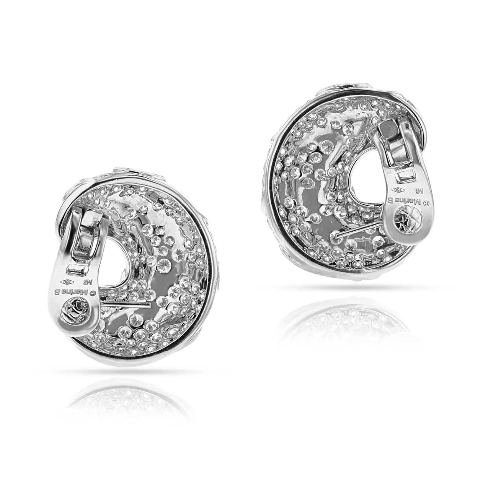 Taille ronde Boucles d'oreilles cocktail en diamants Marina B, 18k en vente