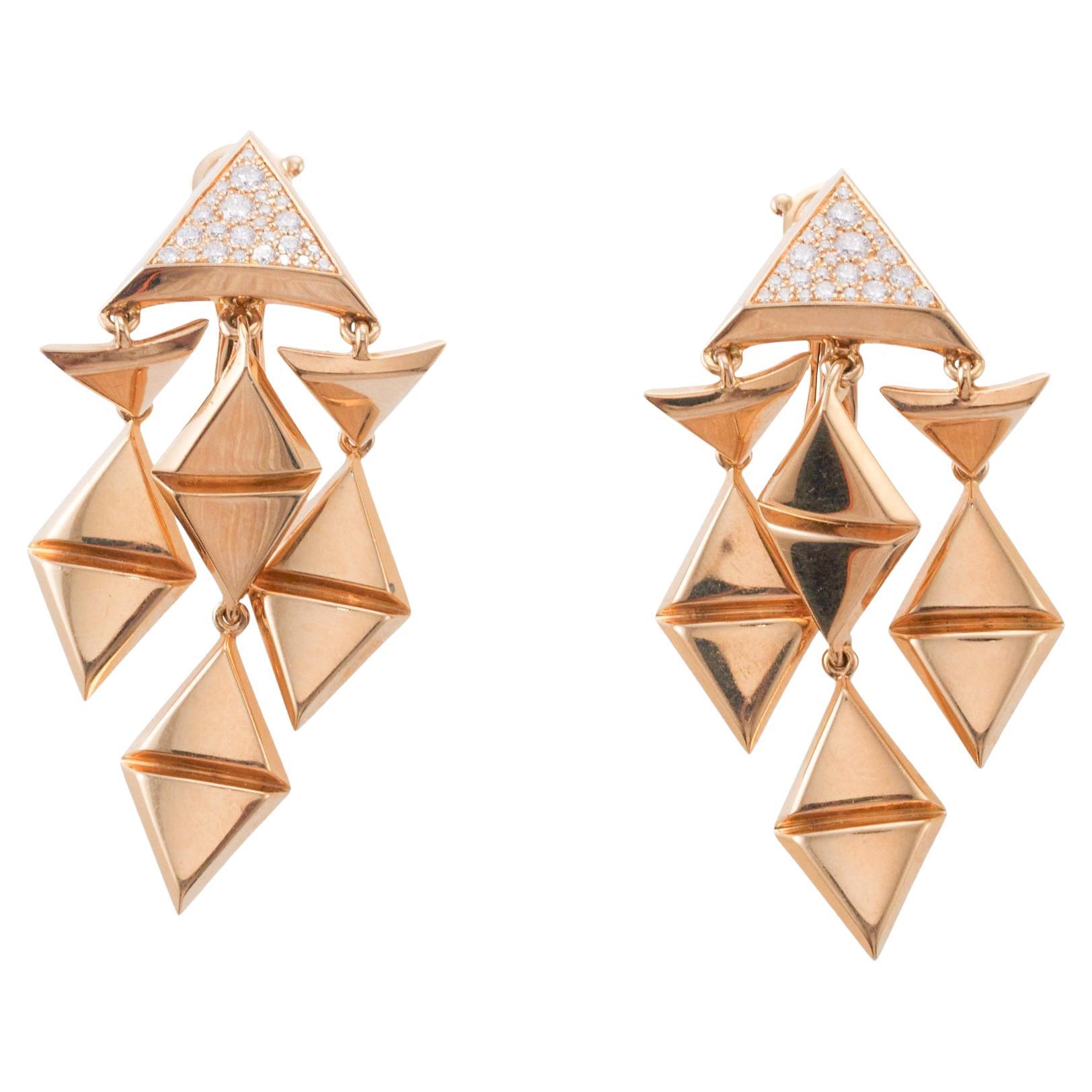 Marina B Diamond Gold Chandelier Earrings For Sale