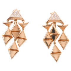 Vintage Marina B Diamond Gold Chandelier Earrings