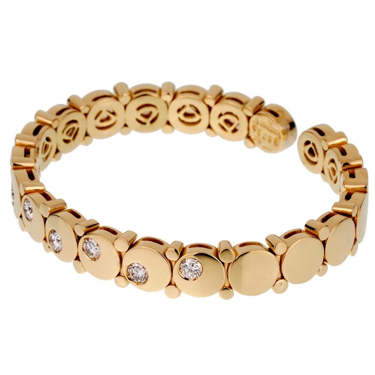 Marina B Diamond Gold Cuff Bangle Bracelet at 1stDibs