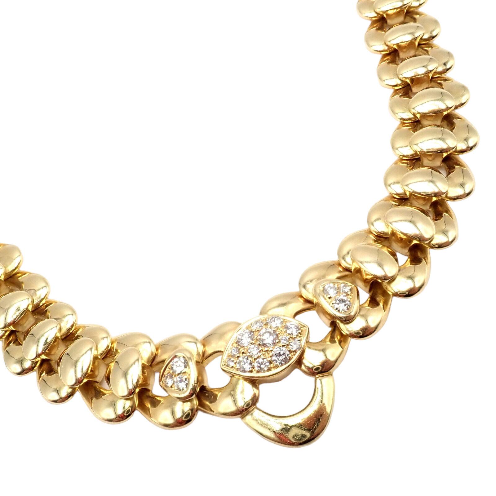 Brilliant Cut Marina B Diamond Heart Shape Link Statement Yellow Gold Necklace For Sale