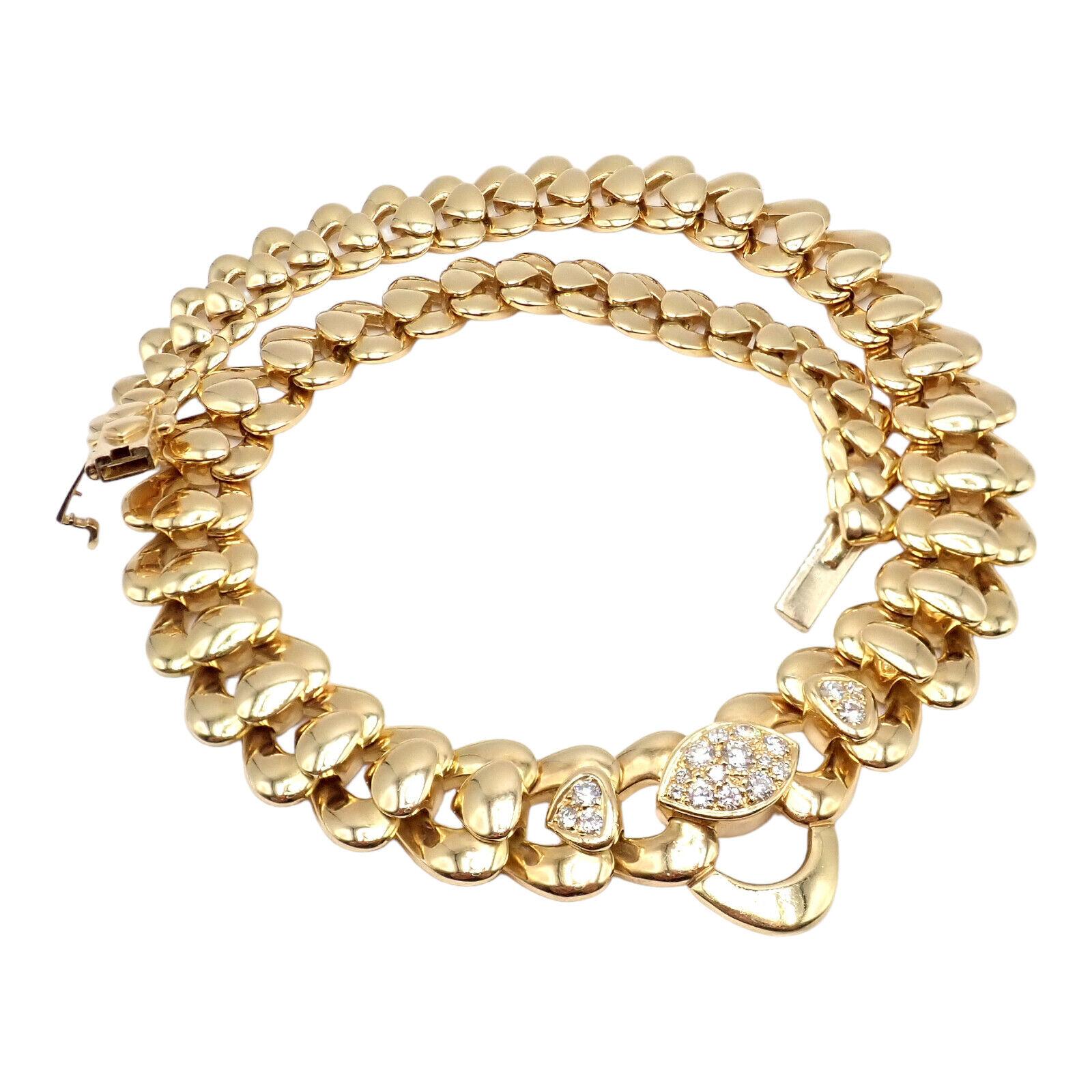 Marina B Diamant-Halskette in Herzform aus Gelbgold mit Statement-Gliedern im Zustand „Hervorragend“ im Angebot in Holland, PA