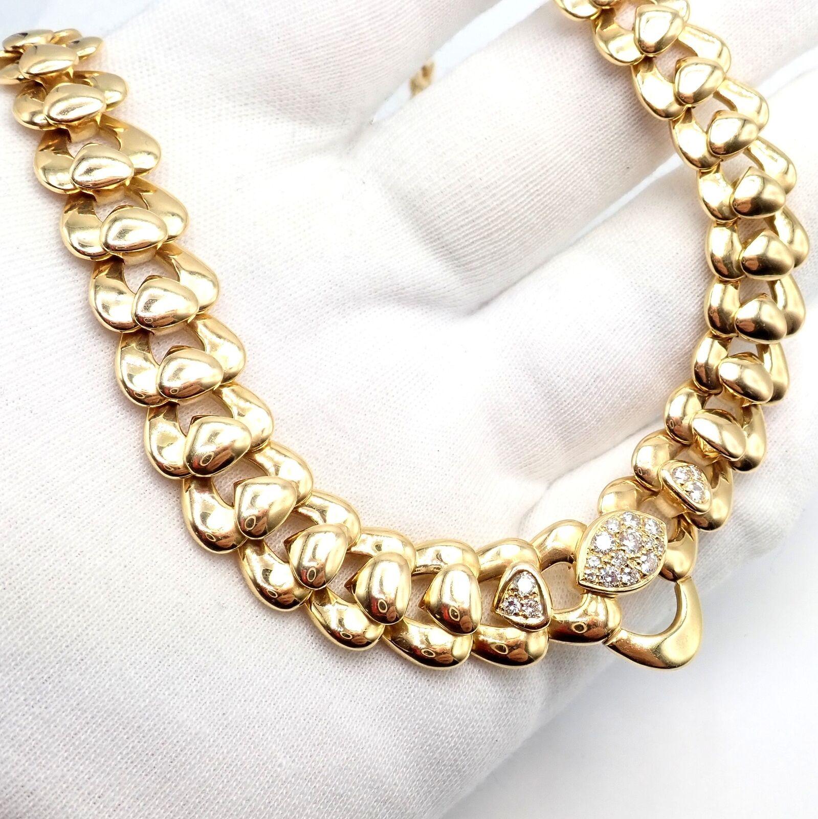 Marina B Diamant-Halskette in Herzform aus Gelbgold mit Statement-Gliedern im Angebot 1