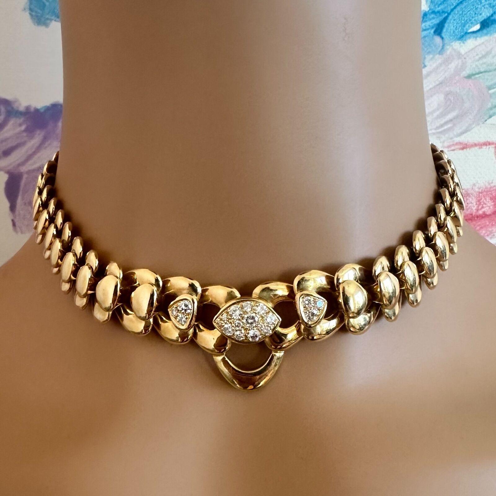 Marina B Diamant-Halskette in Herzform aus Gelbgold mit Statement-Gliedern im Angebot 3