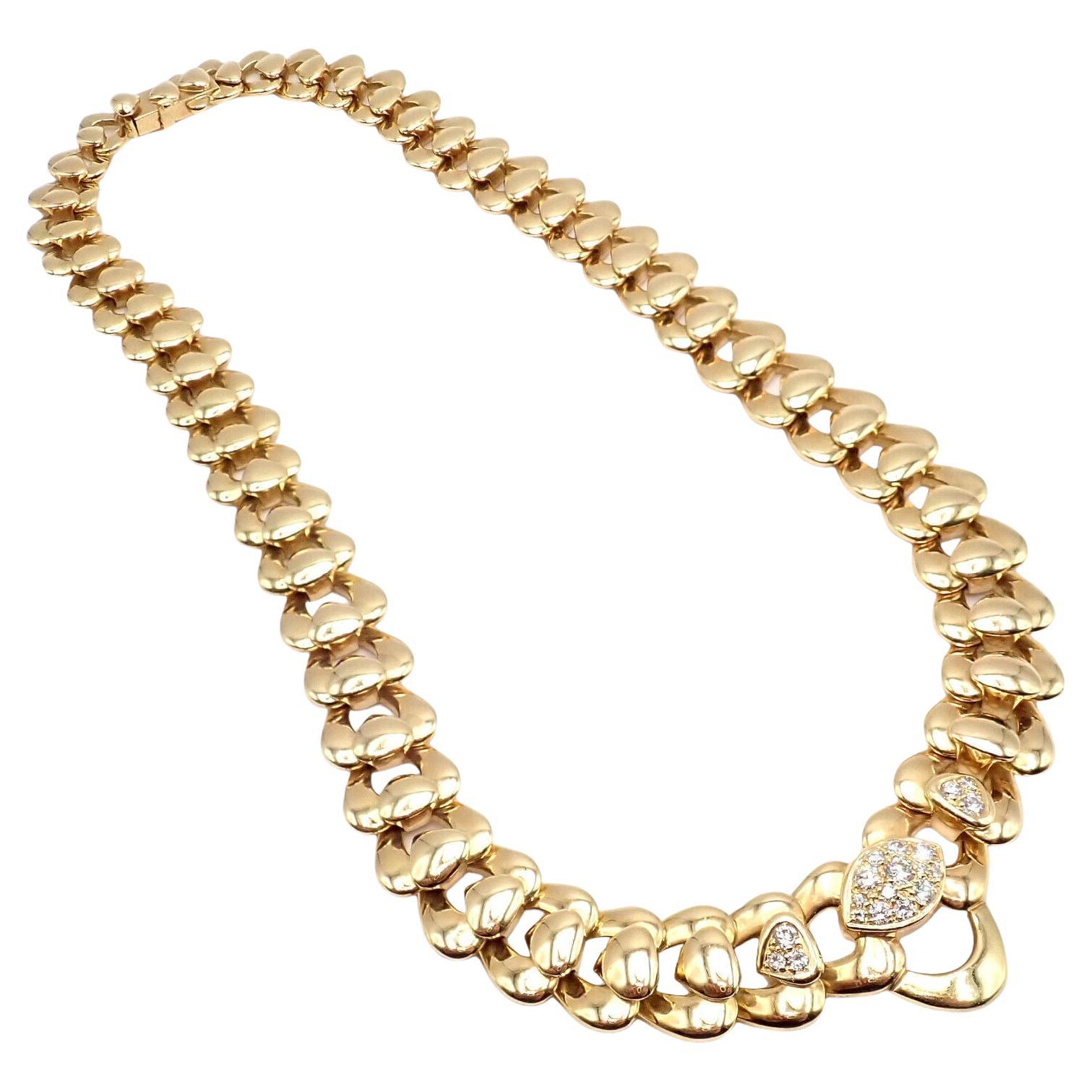 Marina B Diamant-Halskette in Herzform aus Gelbgold mit Statement-Gliedern im Angebot