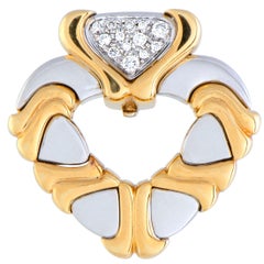 Marina B. Diamond Pave 18 Karat Yellow and White Gold Heart Pendant
