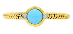 Marina B. Bracelet manchette soleil en platine et or 18 carats avec turquoises et diamants