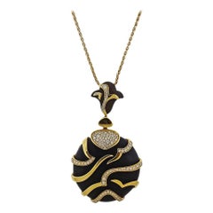 Marina B Diamond Wood Pendant Gold Necklace