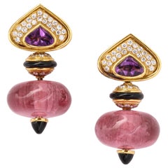 Marina B Earrings Pink Tourmaline Earrings with Interchangeable Drops