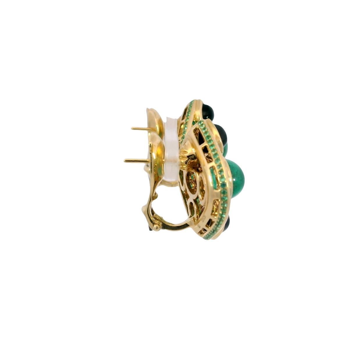 Marina B. Smaragd Lucilla Clip On Ohrringe Schwarzer Spinell Diamanten 18K Gelbgold im Zustand „Hervorragend“ im Angebot in Fairfield, CT