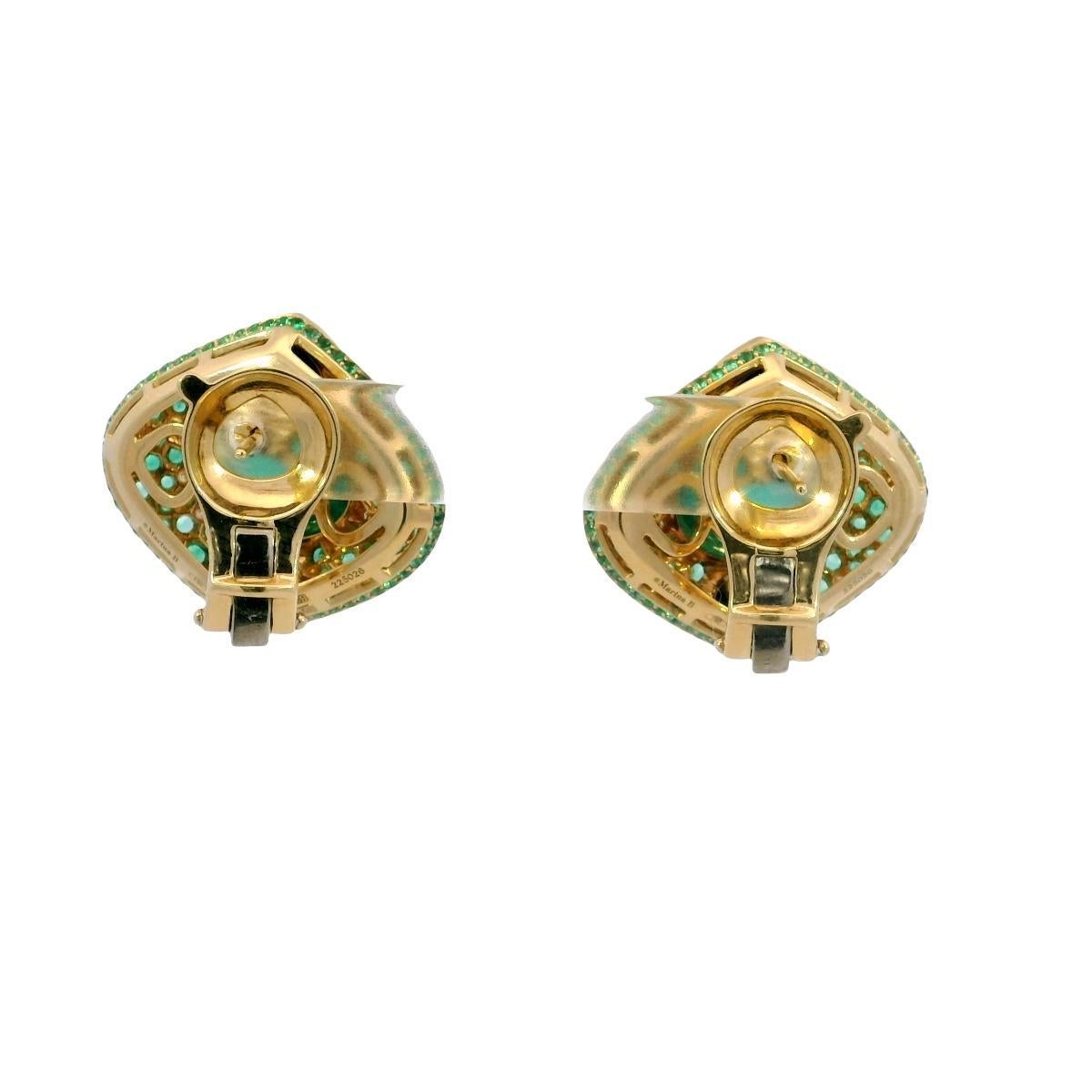 Marina B. Smaragd Lucilla Clip On Ohrringe Schwarzer Spinell Diamanten 18K Gelbgold im Angebot 2