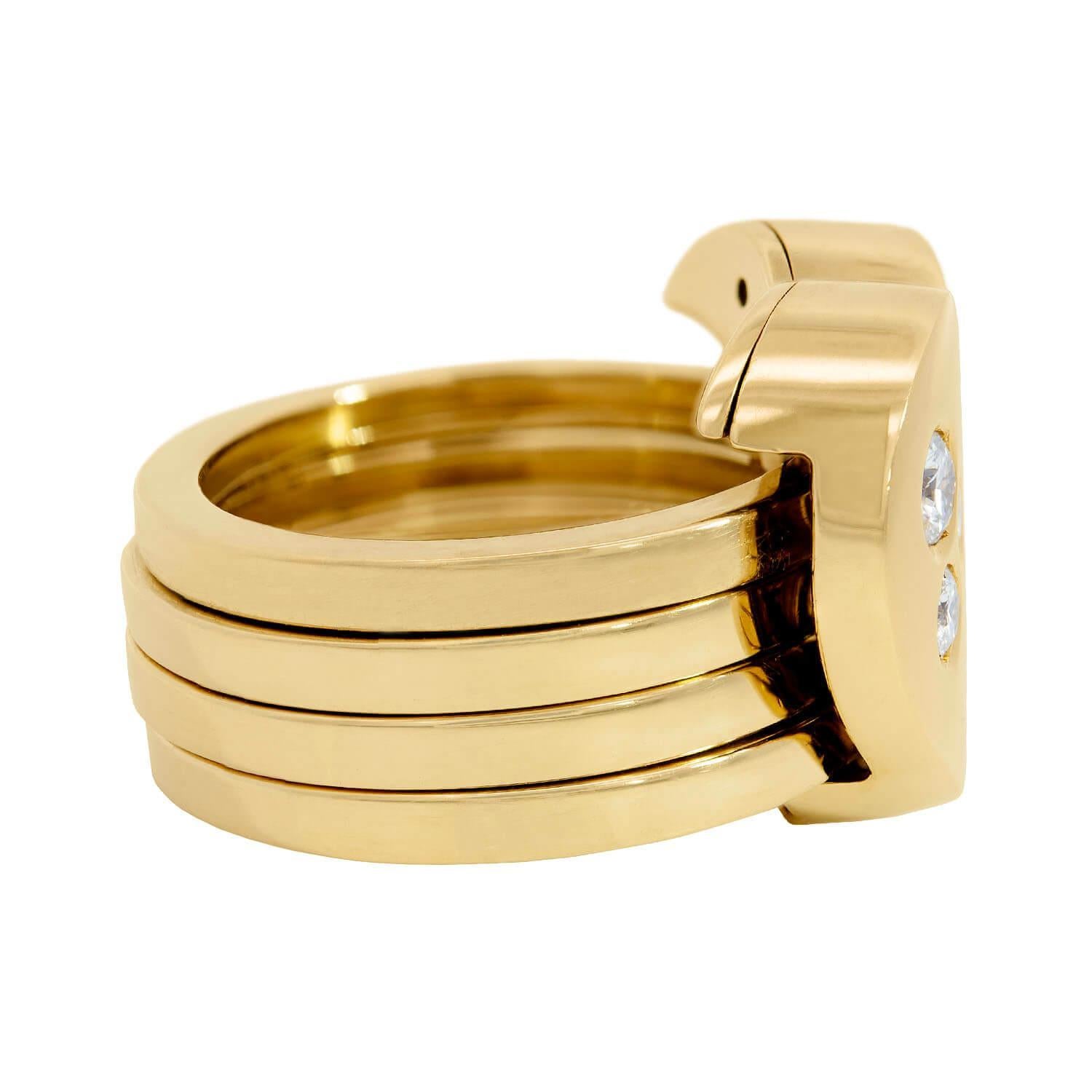 MARINA B Estate 18k Diamond Four Band Heart Ring .65ctw In Good Condition For Sale In Narberth, PA