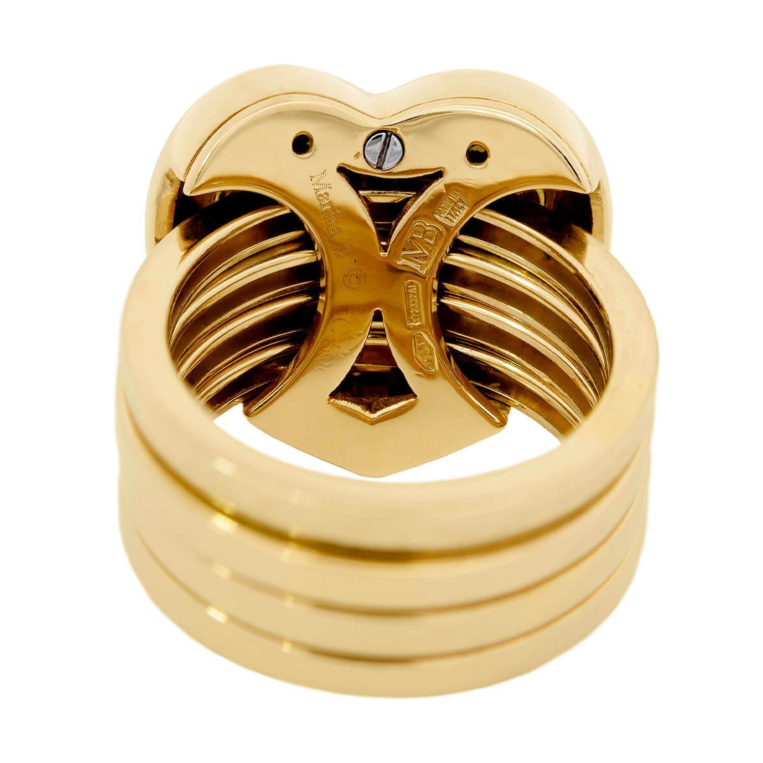 MARINA B Estate 18k Diamond Four Band Heart Ring .65ctw For Sale 1