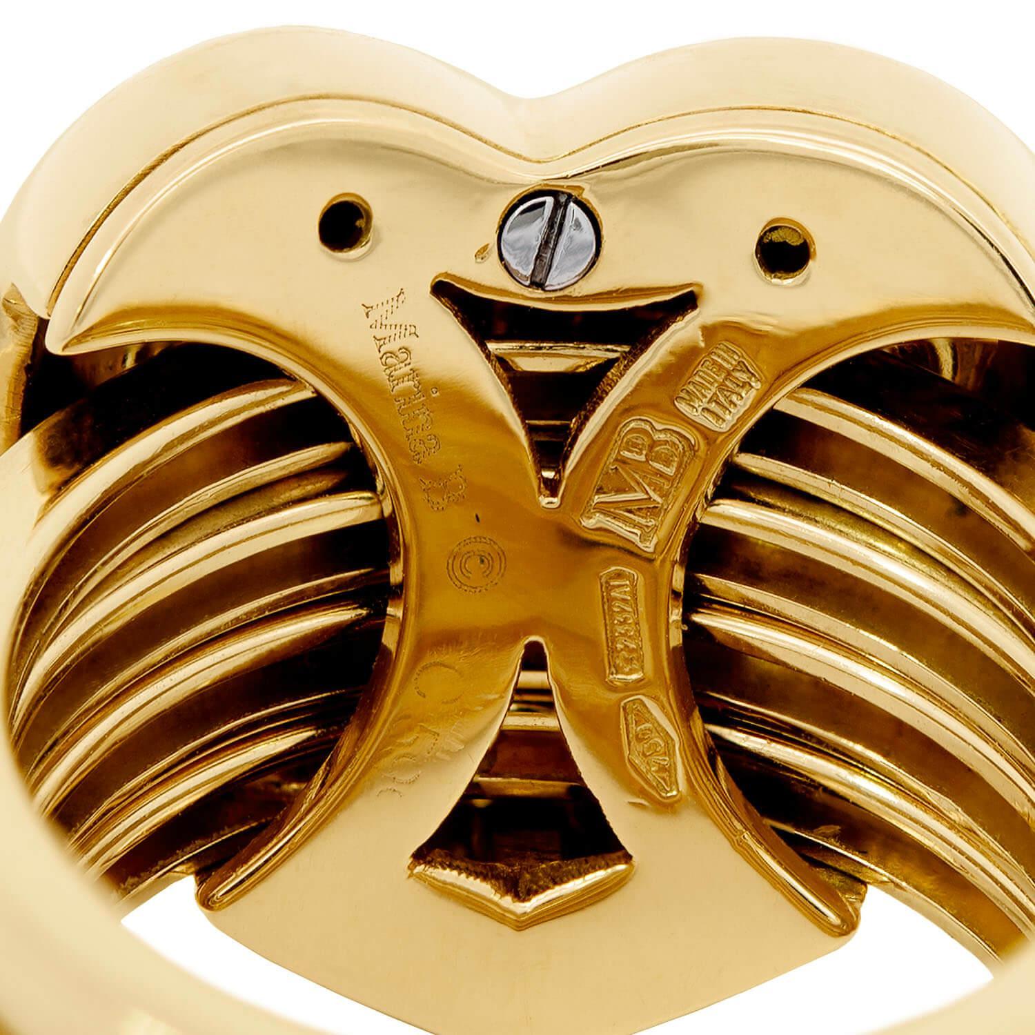 MARINA B Estate 18k Diamond Four Band Heart Ring .65ctw For Sale 2