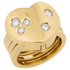 MARINA B Estate 18k Diamond Four Band Heart Ring .65ctw