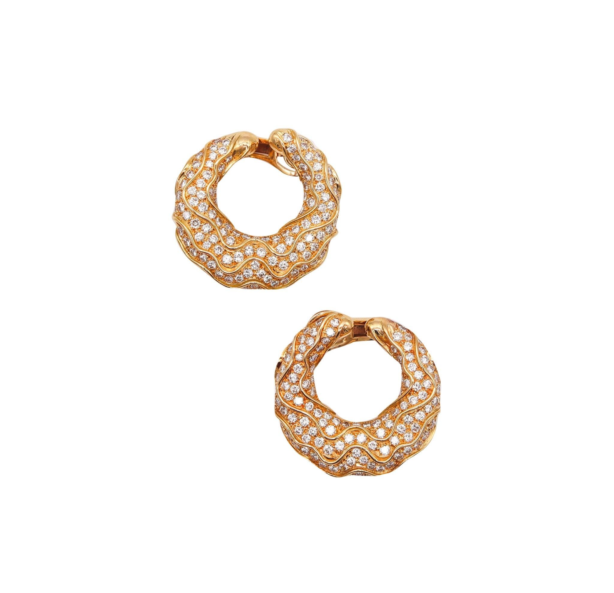 Women's MARINA B. France Ondas Clips Hoop Earrings 18Kt Gold With 9.84 Ctw In Diamonds