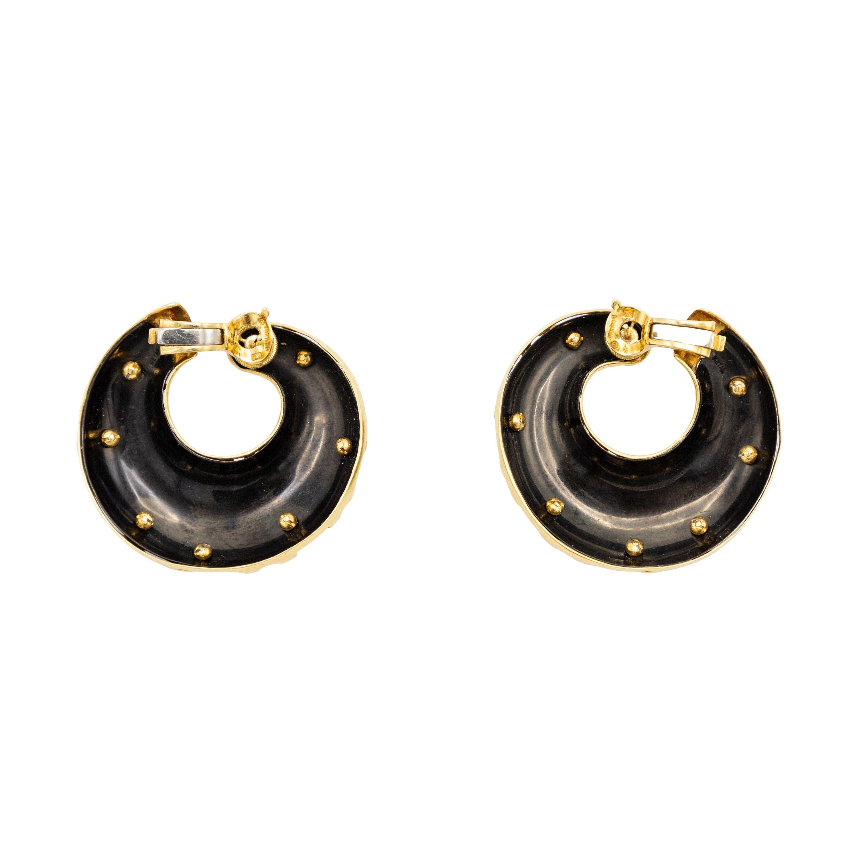 Marina B Gold and Black metal Earrings - '80s In Excellent Condition For Sale In Milano, IT