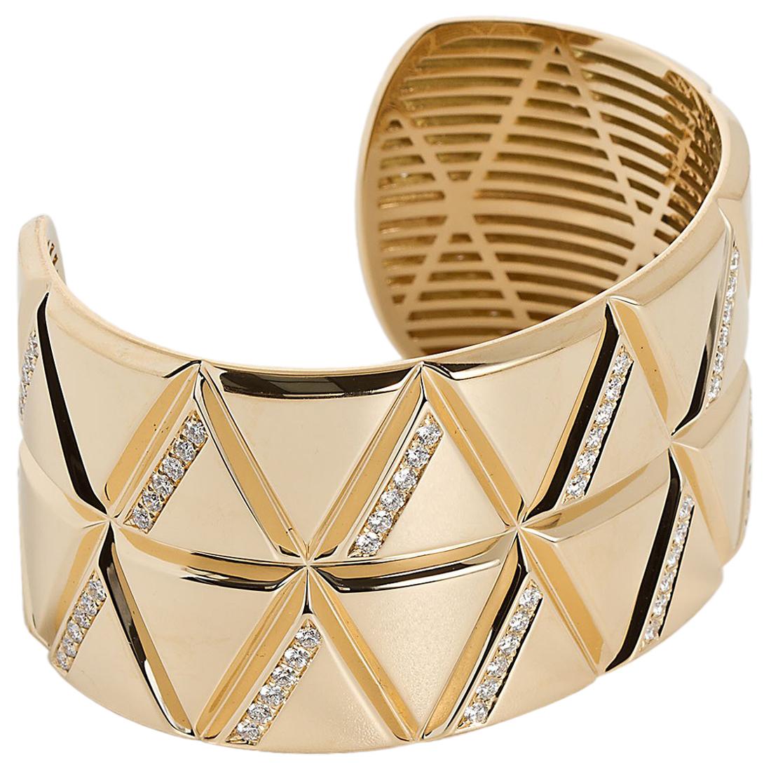Marina B Gold Diamond Bangle Bracelet For Sale