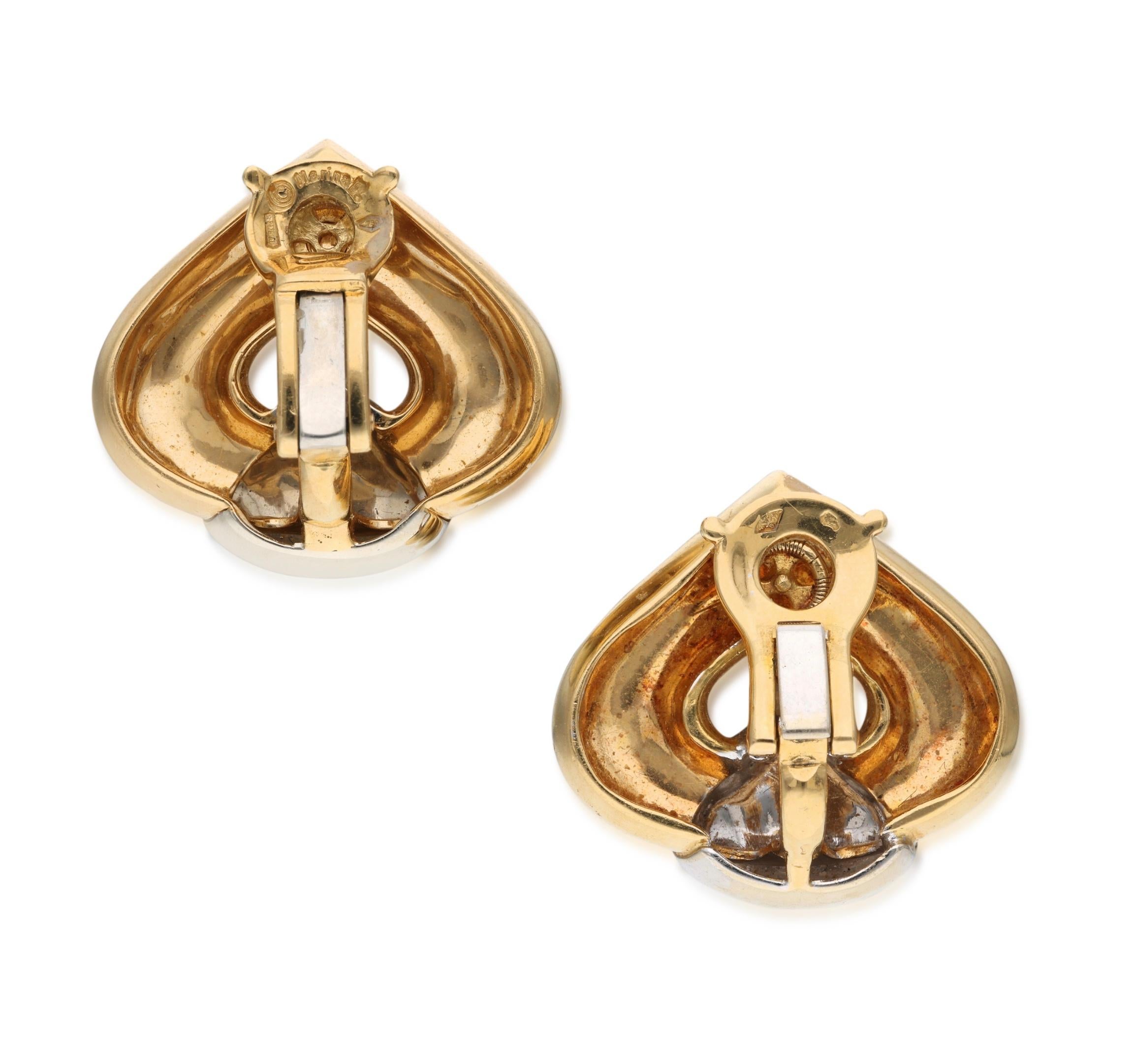 Marina B Gold Ear Clips In Excellent Condition For Sale In New York, NY