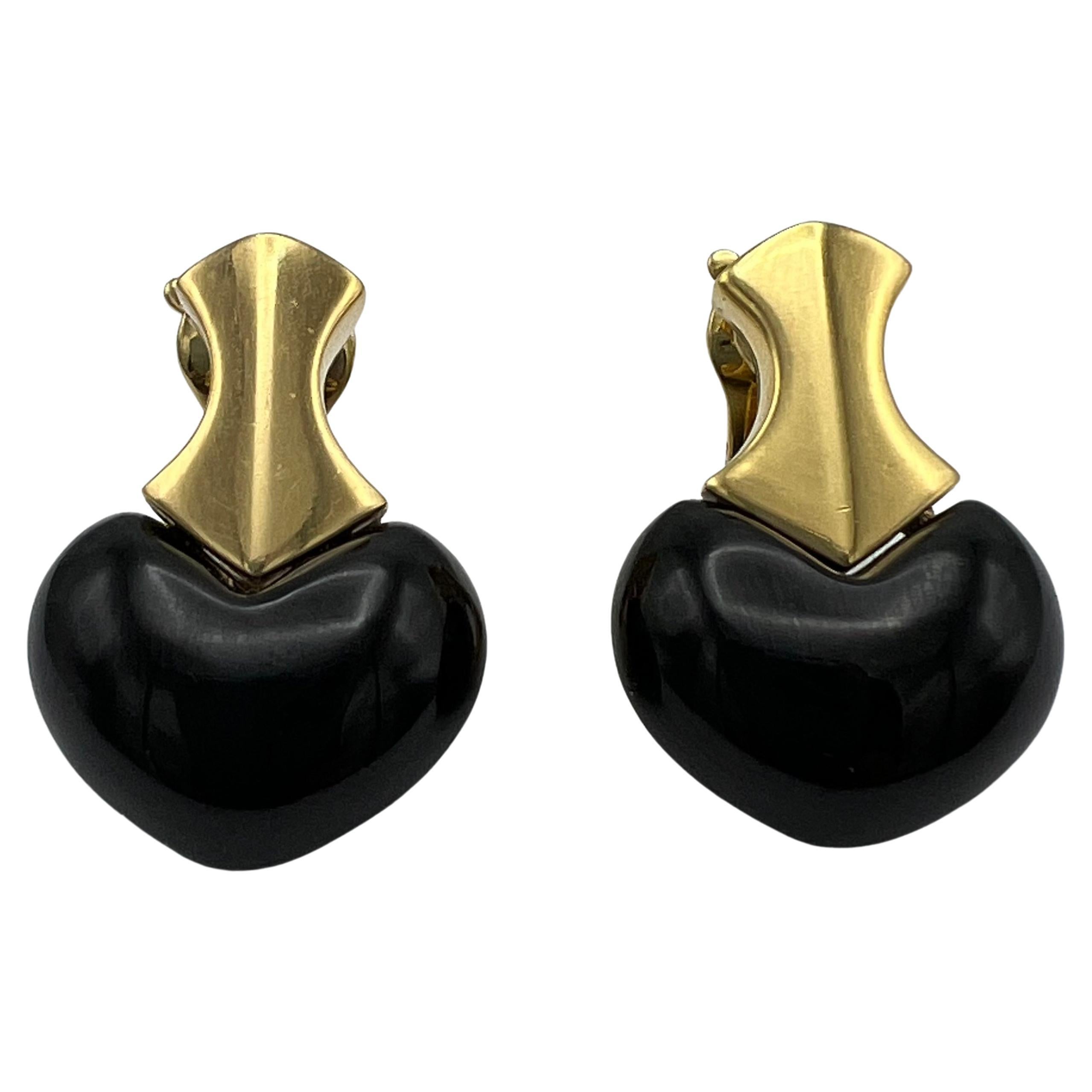 Marina B Gold Earrings Jade Heart Shape