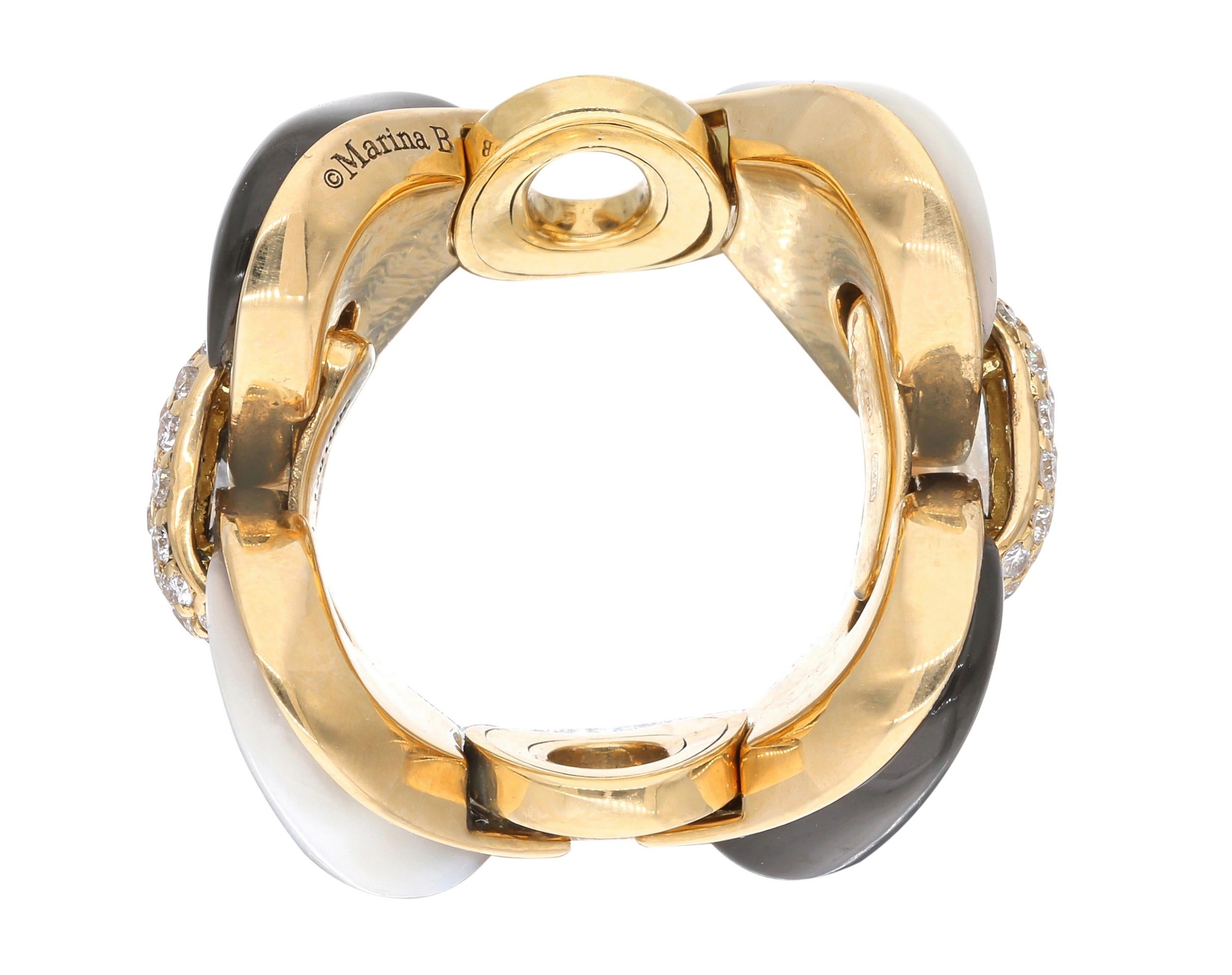 Contemporain Bague Marina B en or, nacre et diamants en vente