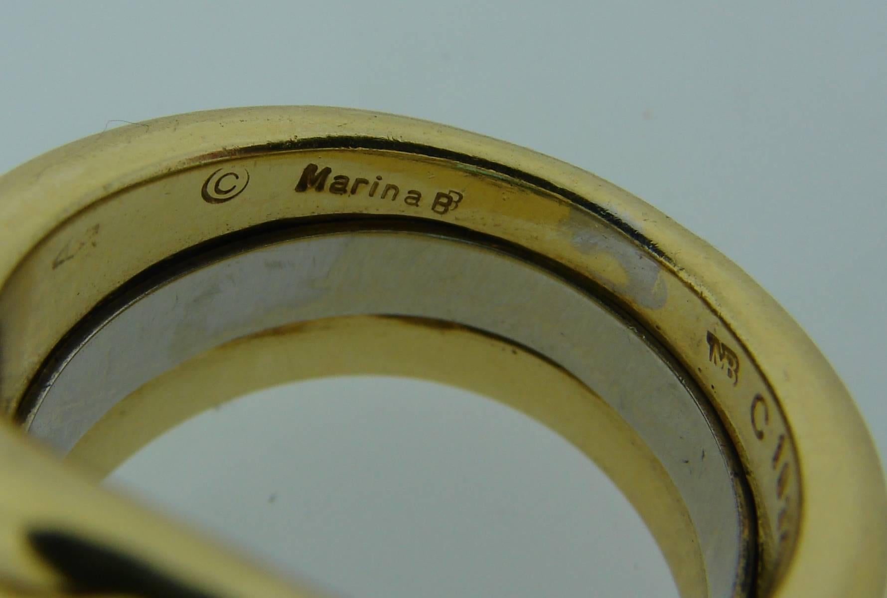 Marina B Gold Ring with Blue Topaz Green Tourmaline 1980s 1
