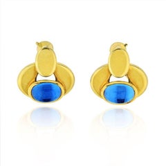 Marina B Honeycomb 18 Karat Gold Link Cabochon Necklace and Earrings Jewelry